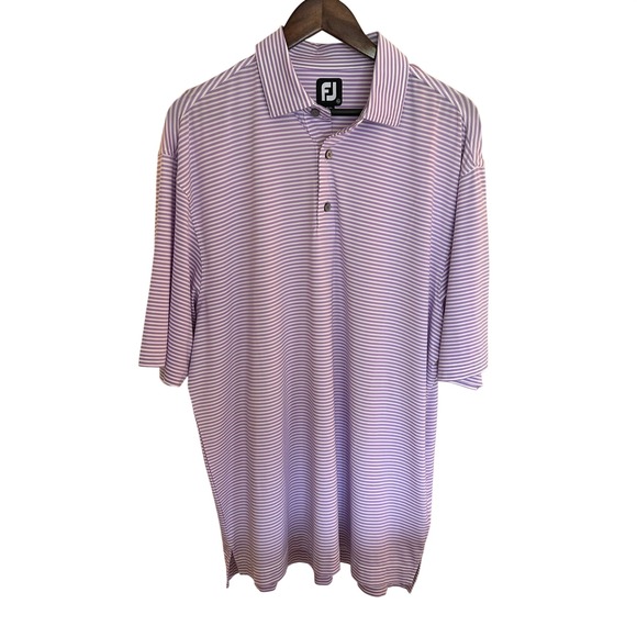 FootJoy Other - FootJoy Mens XL ProDry Striped Golf Polo Shirt Purple White Short Sleeve 25565